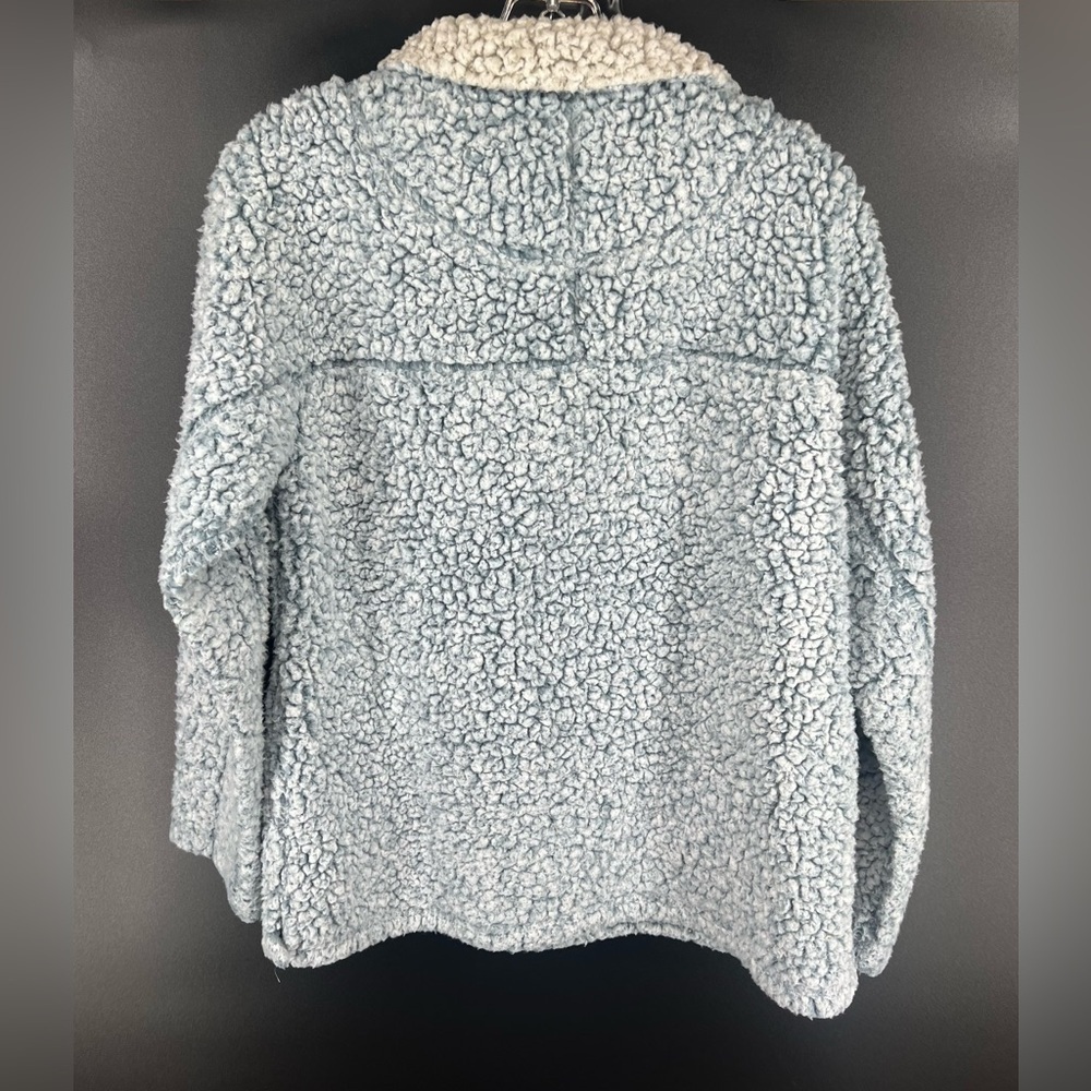 Dylan Frosty Tipped Pile Stadium Blue Fuzzy Faux Fur Pullover Quarter Zi… - Picture 3 of 8